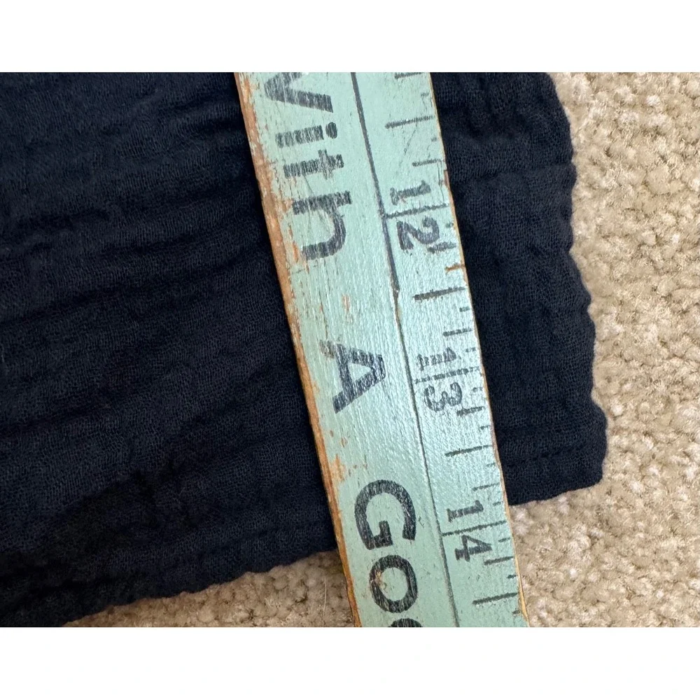 LL Bean Black Double Gauze Cotton Crinkle Pull On Shorts Women's Size M